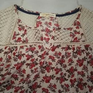 Rewind Floral Top Red and Gray Roses with Lace